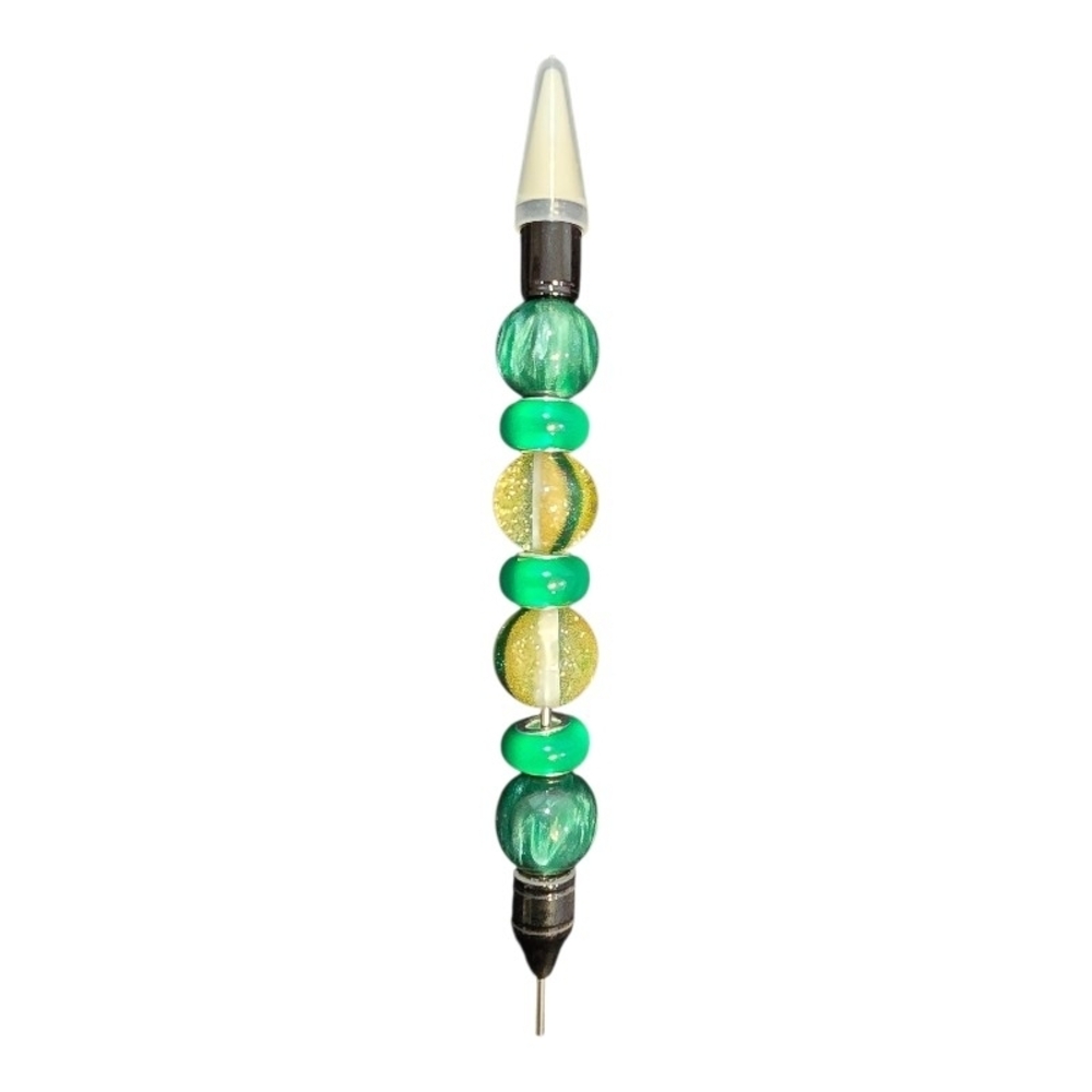 Green and Gold Beaded Glass Accent
